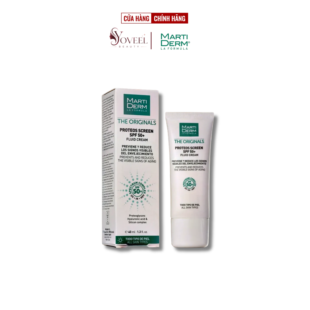 Kem chống nắng MartiDerm The Originals Proteos Screen SPF50+ Fluid Cream bảo vệ da, chống lão hóa 40ml