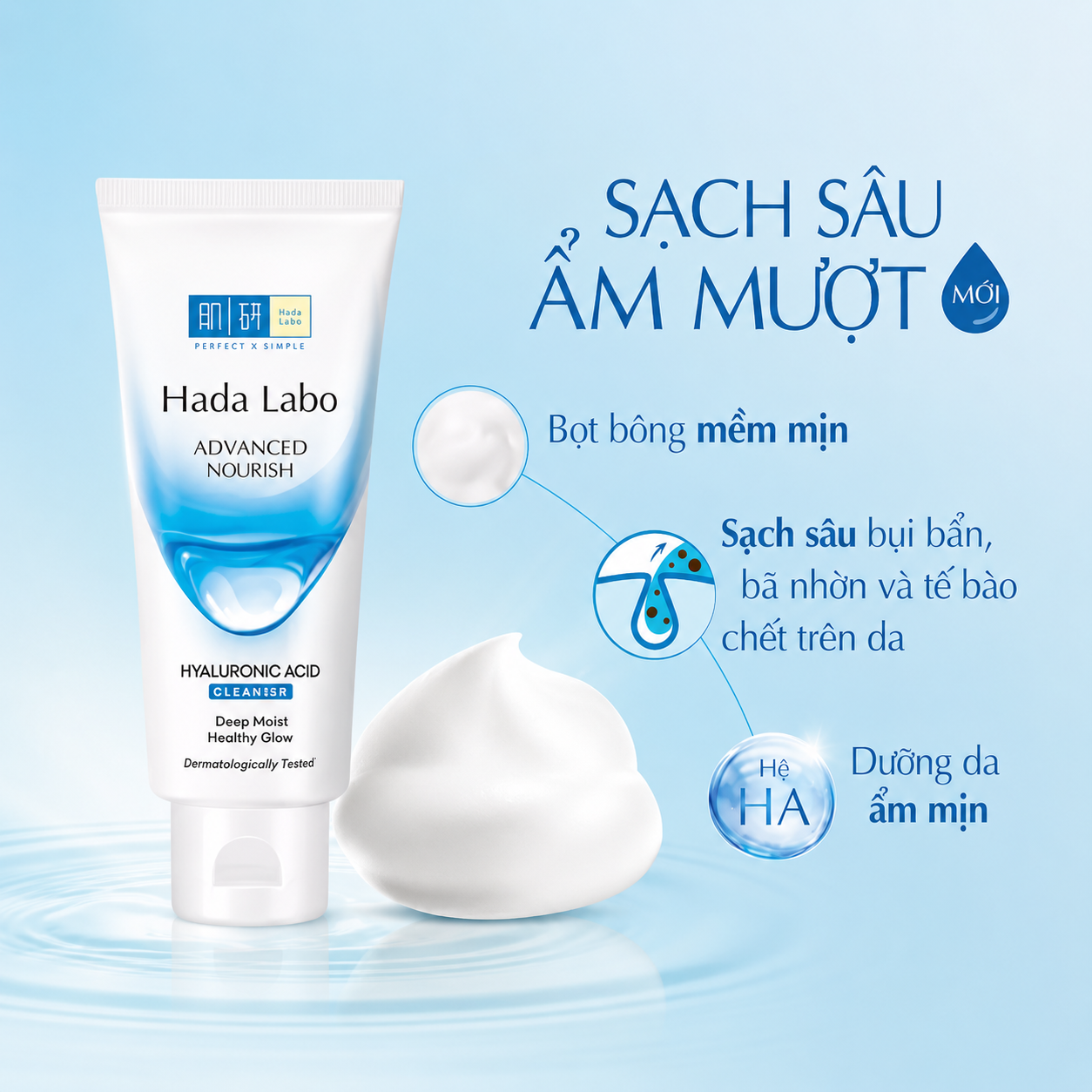 Sữa rửa mặt dưỡng ẩm tối ưu Hada Labo Advanced Nourish Cleanser 80g - Ảnh 3